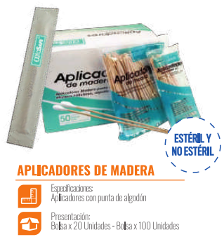 APLICADOR DE MADERA PUNTA ALGODÓN ESTÉRIL ALFASAFE PAQUETE X 100